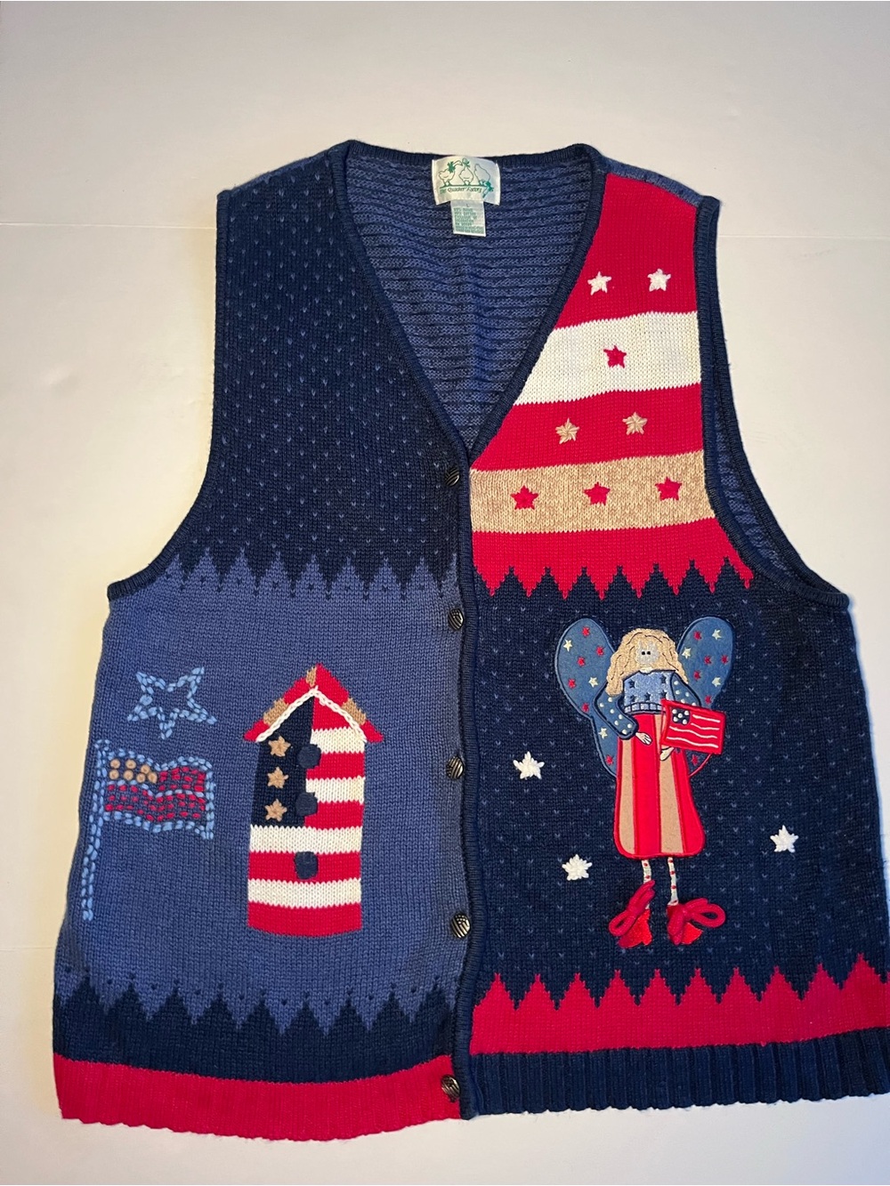 Vintage Quacker Factory Americana Knit Sweater Vest TeacherCore